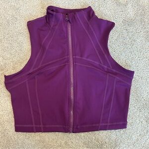 Fashion Nova purple cropped full zipper front mock neck sleeveless workout top M